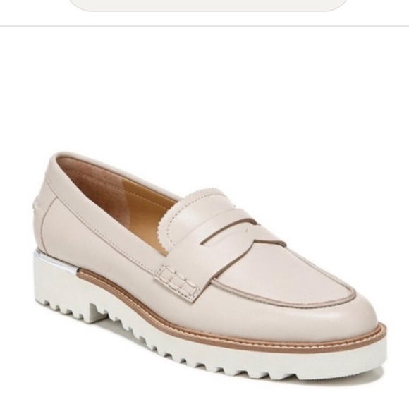 Franco Sarto Shoes - Franco Sarto Preppy Cedra Leather Lug Sole Loafers - Beige/Off-White 8.5